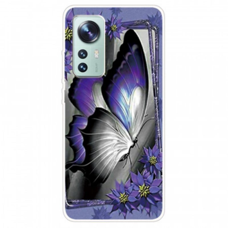 Kuori Xiaomi 12 / 12X Violetti Butterfly Silikoni