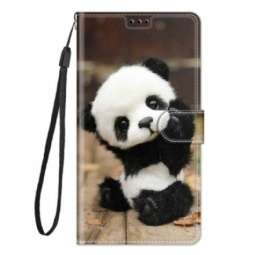 Nahkakotelo Xiaomi 12 / 12X Suojaketju Kuori Pikku Panda Hihnalla