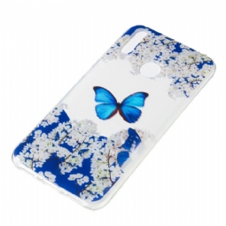 Case Huawei Y7 2019 Kukkiva Sininen Perhonen