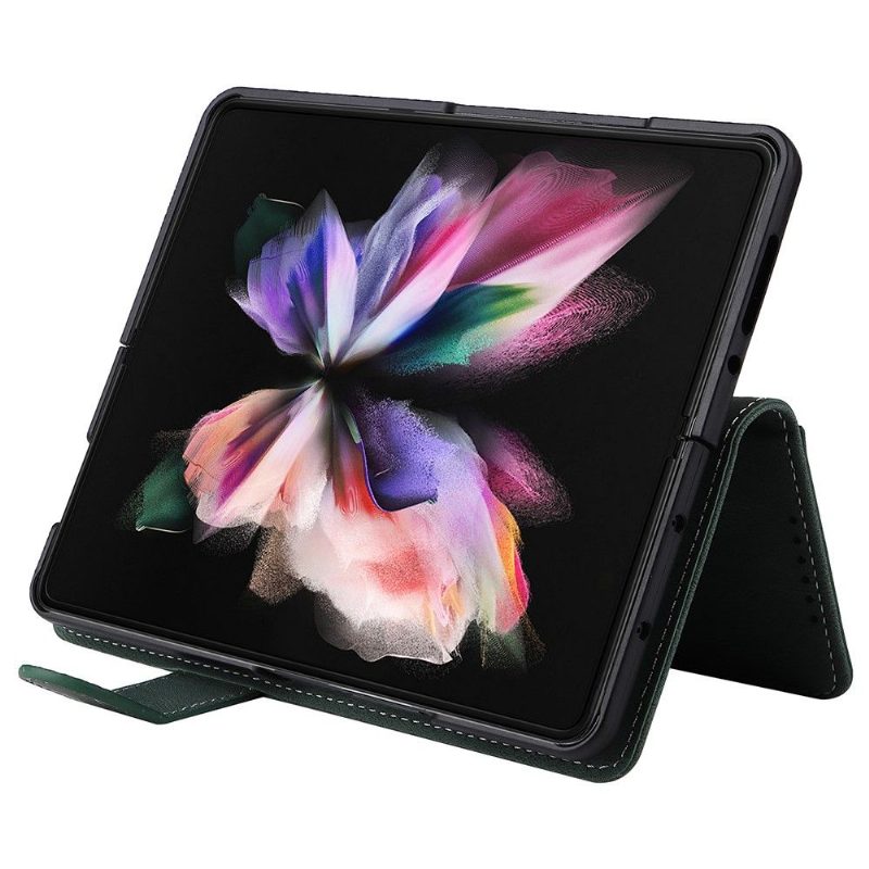 Kuori Kotelot Samsung Galaxy Z Fold 3 5G Alkuperäinen Keinonahkaompeleet