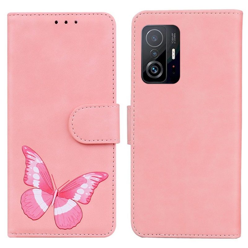 Flip Case Xiaomi 11T / 11T Pro Hemming Suojakuori Värikäs Perhossuoja