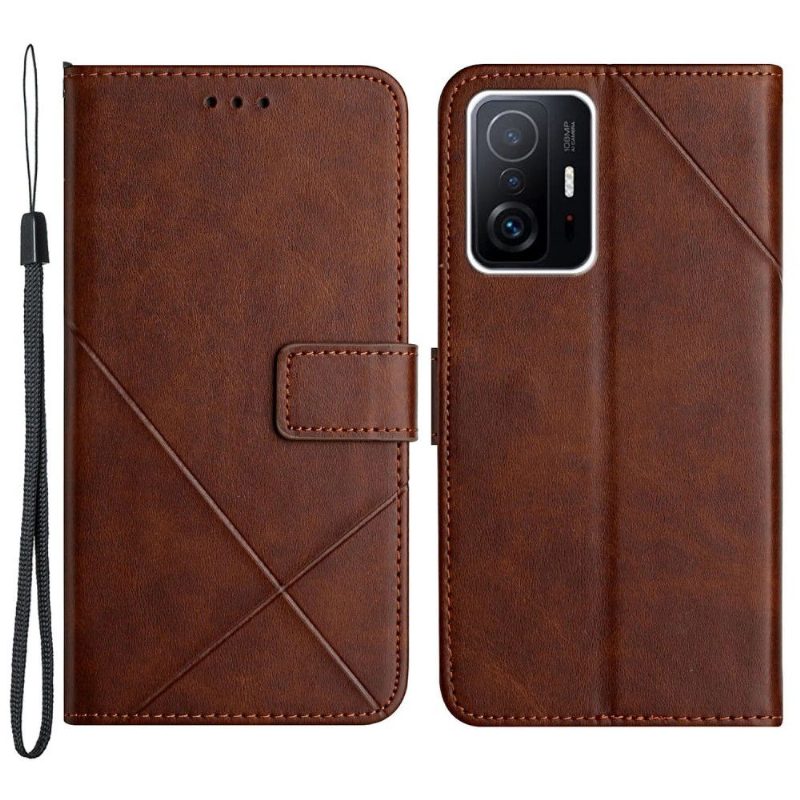 Nahkakotelo Xiaomi 11T / 11T Pro Murtumaton Puhelinkuoret Faux Leather X Lines