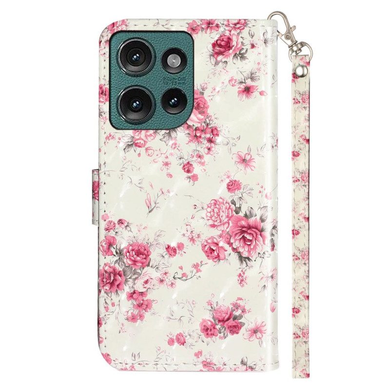 Kotelot Motorola Edge 50 Strap Roses Suojakuori