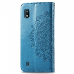 Nahkakotelo Samsung Galaxy A10 Mandala-kukkareliefi