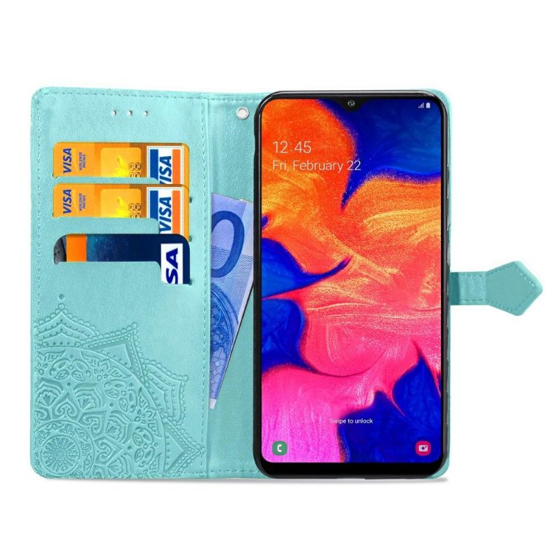 Nahkakotelo Samsung Galaxy A10 Mandala-kukkareliefi