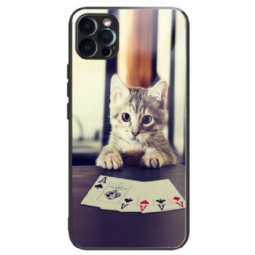 Kuori iPhone 14 Pro Poker Cat Karkaistu Lasi