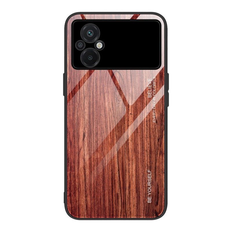 Kuori Poco M4 5G Wood Design Karkaistu Lasi