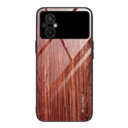 Kuori Poco M4 5G Wood Design Karkaistu Lasi