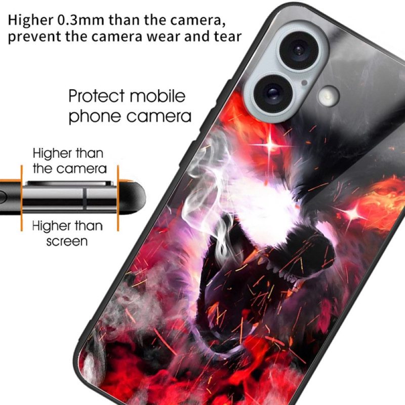 Kuori iPhone 16 Plus Fierce Wolf Karkaistu Lasi