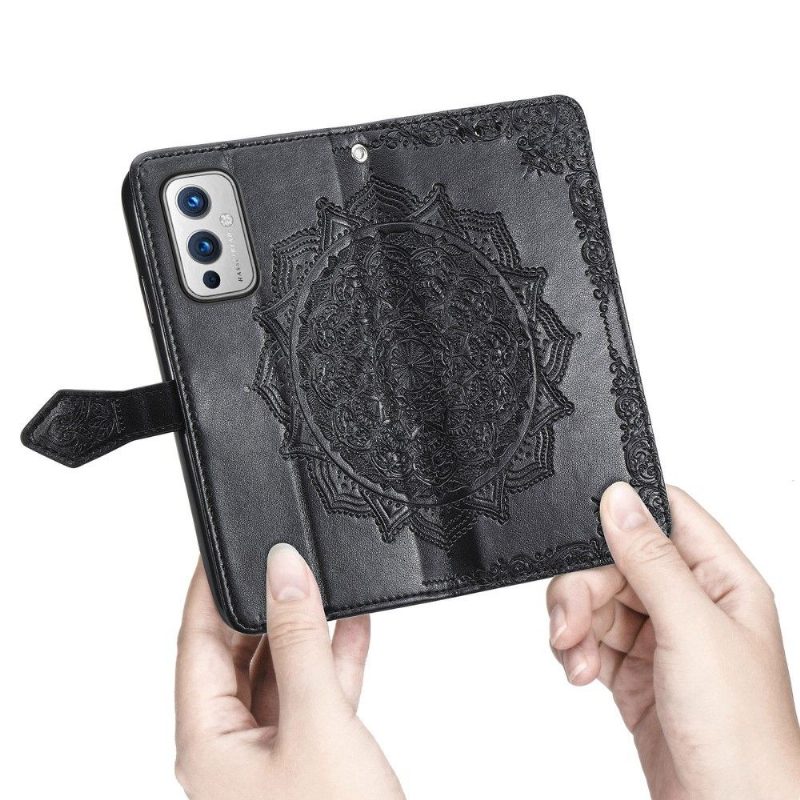 Kotelot OnePlus 9 Mandala Relief Faux Leather Retro