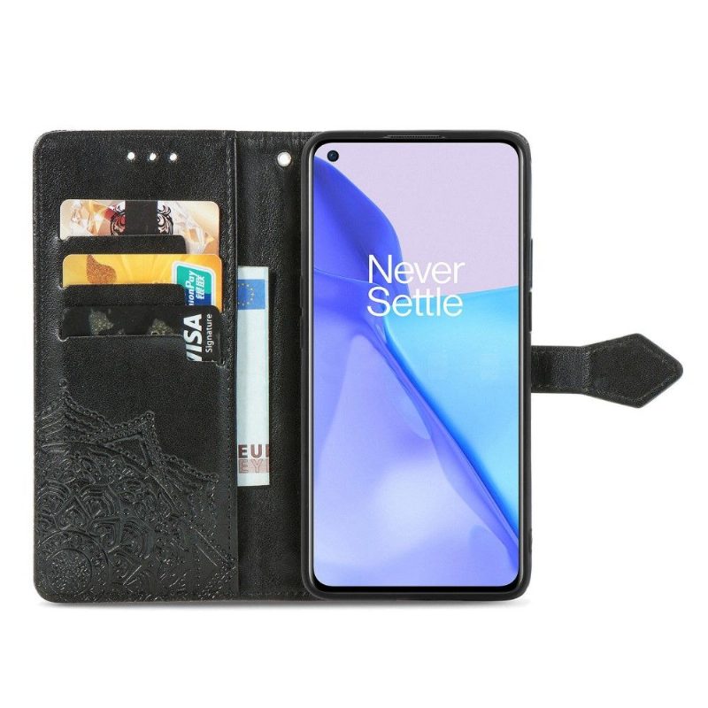 Kotelot OnePlus 9 Mandala Relief Faux Leather Retro