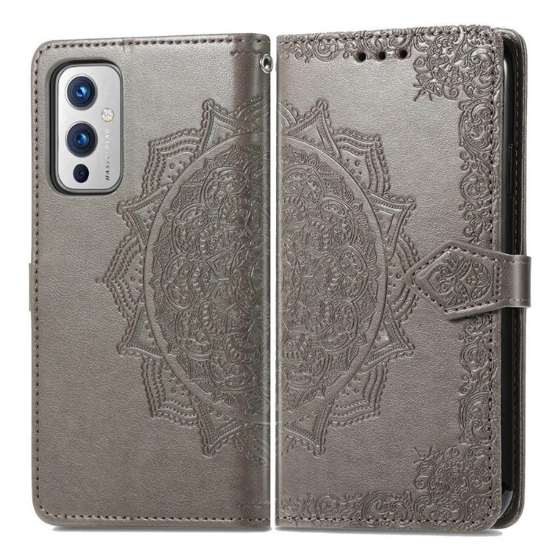 Kotelot OnePlus 9 Mandala Relief Faux Leather Retro