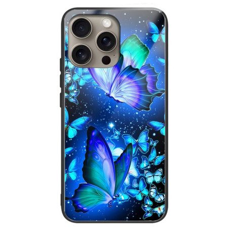 Case iPhone 16 Pro Puhelinkuoret Karkaistu Lasi Siniset Perhoset