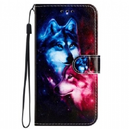 Nahkakotelo iPhone 16 Pro Lanyard Wolves