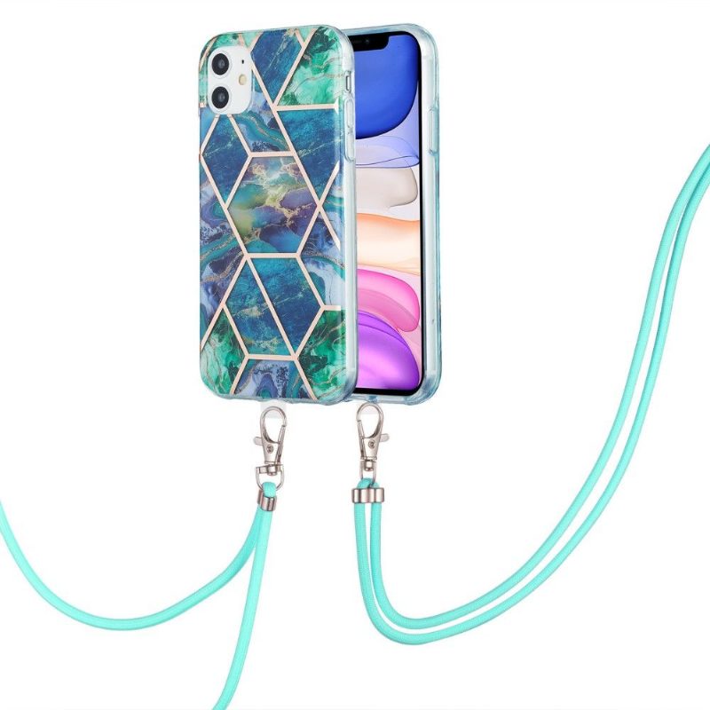 Kuori iPhone 11 Suojakuori Kiristysnyörillä Geometrinen