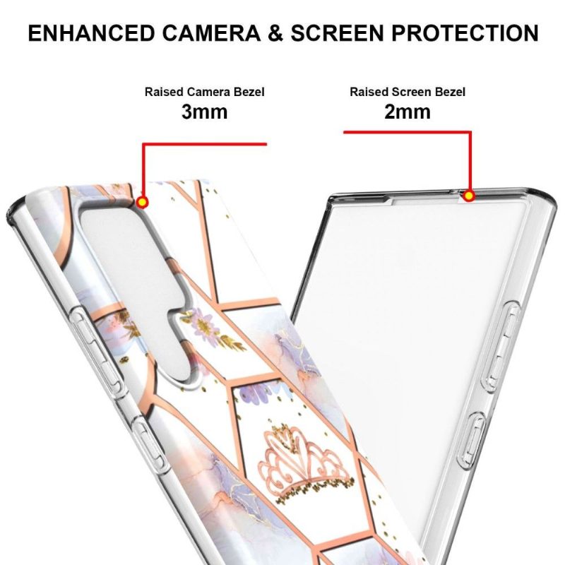 Case Samsung Galaxy S22 Ultra 5G Murtumaton Puhelinkuoret Marmori Ja Kruunu