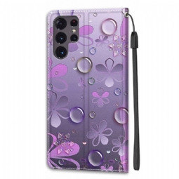 Kotelot Samsung Galaxy S22 Ultra 5G Purple Flowers -kuva