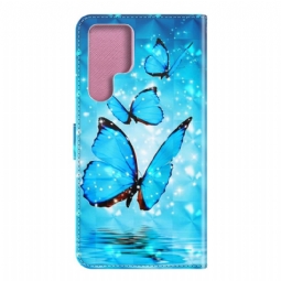 Kotelot Samsung Galaxy S22 Ultra 5G Sparkling Blue Butterflies