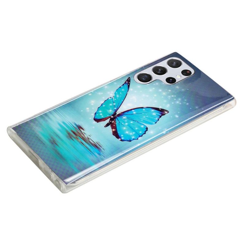 Kuori Samsung Galaxy S22 Ultra 5G Luminous Blue Butterfly