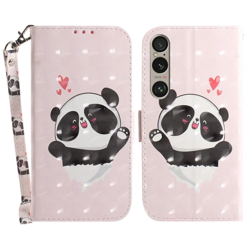 Kotelot Sony Xperia 1 Vi Panda Love Hihnalla