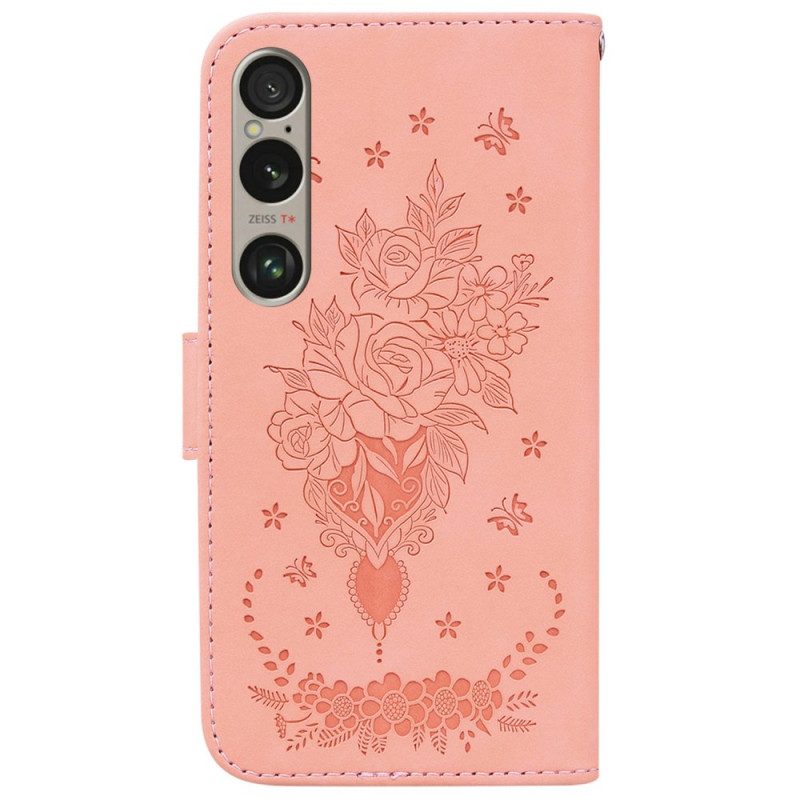 Kotelot Sony Xperia 1 Vi Strap Roses Suojakuori