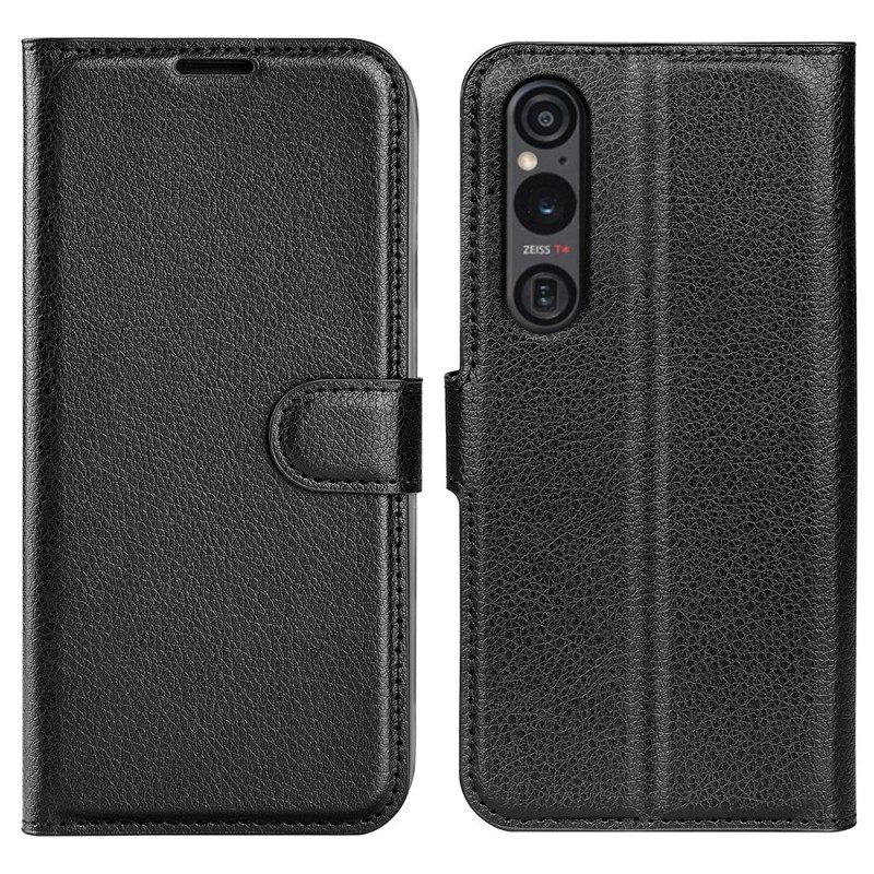 Nahkakotelo Sony Xperia 1 Vi Classic Litchi Faux Leather