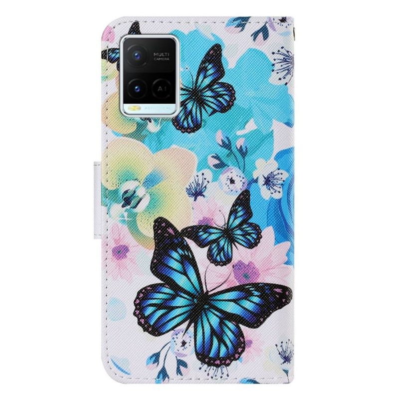 Kotelot Vivo Y21 / Y21s / Y33s Flowers Blue Butterflies