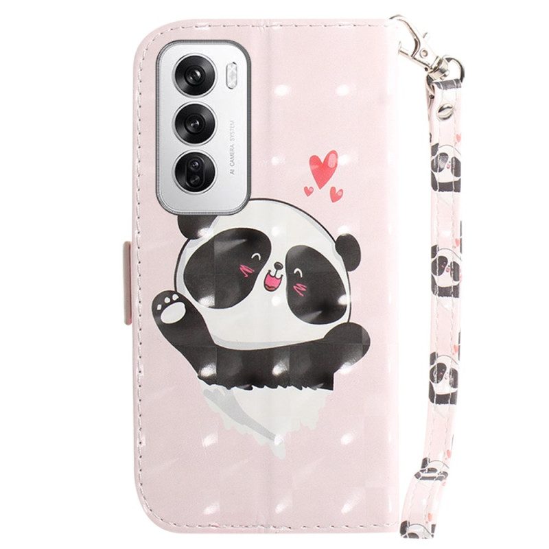 Kotelot Oppo Reno 12 5g Panda Love Hihnalla