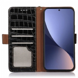 Flip Case Xiaomi 12 Pro Hemming Croco Look Aitoa Nahkaa