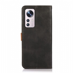 Flip Case Xiaomi 12 Pro Hemming Khazneh Bicolor Keinonahka