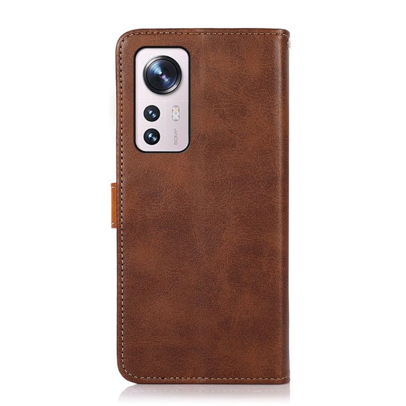 Flip Case Xiaomi 12 Pro Hemming Khazneh Bicolor Keinonahka