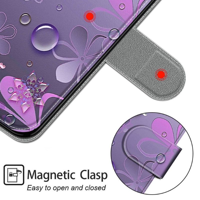 Flip Case Xiaomi 12 Pro Hemming Purple Flowers -kuva