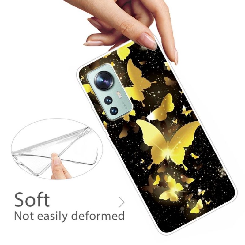 Kuori Xiaomi 12 Pro Suojakuori Golden Butterflies -kuvitus