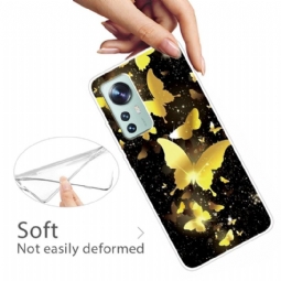 Kuori Xiaomi 12 Pro Suojakuori Golden Butterflies -kuvitus