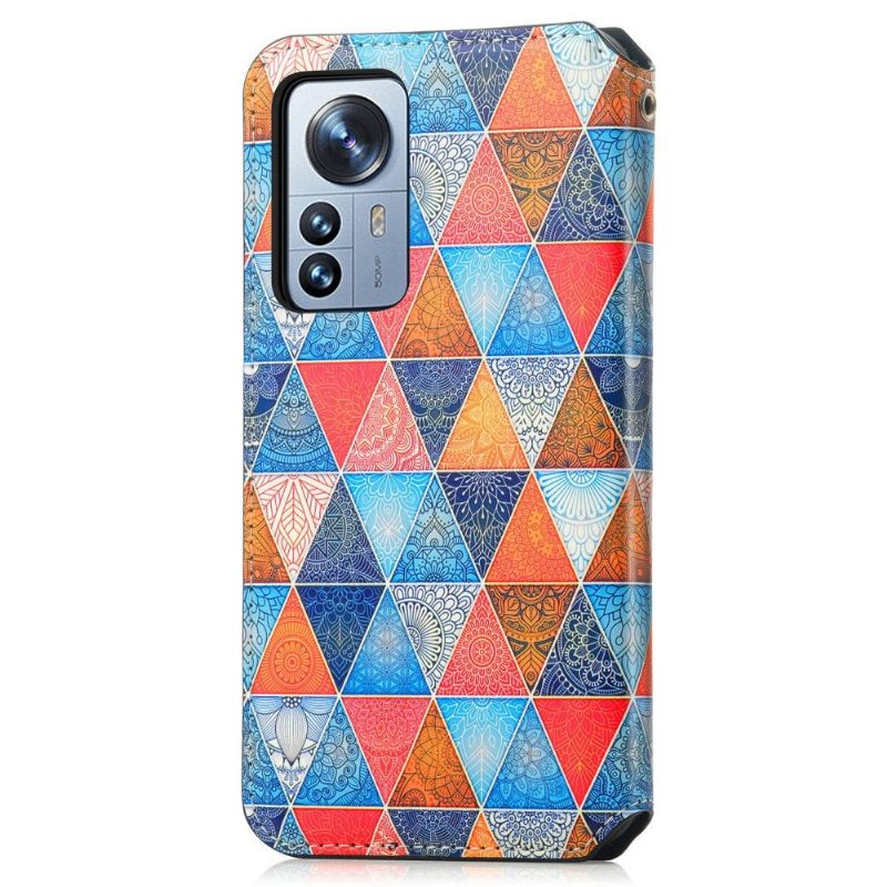 Nahkakotelo Xiaomi 12 Pro Kotelot Flip Flap Flip Mandala Kaleidoskooppi