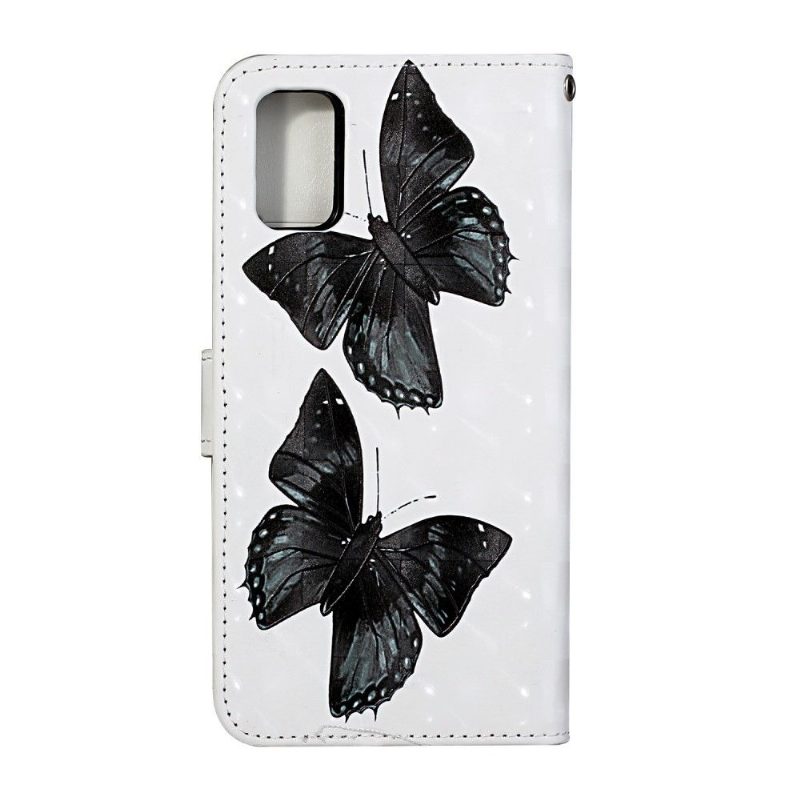 Flip Case Samsung Galaxy A51 Hemming Mustat Perhoset