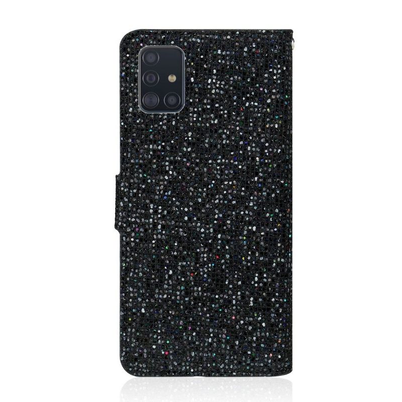 Nahkakotelo Samsung Galaxy A51 Murtumaton Puhelinkuoret Glitter-korttikotelo