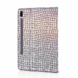 Nahkakotelo Samsung Galaxy Tab S6 Murtumaton Puhelinkuoret Glamour Croco Effect -paljetteja