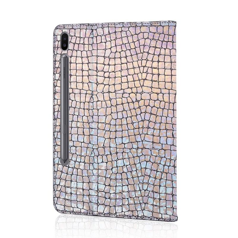 Nahkakotelo Samsung Galaxy Tab S6 Murtumaton Puhelinkuoret Glamour Croco Effect -paljetteja