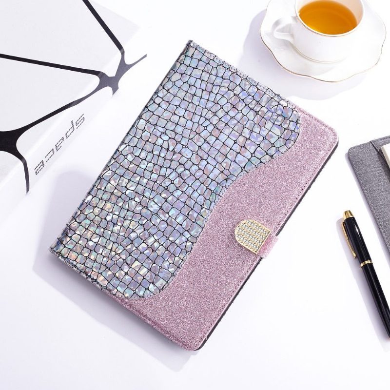 Nahkakotelo Samsung Galaxy Tab S6 Murtumaton Puhelinkuoret Glamour Croco Effect -paljetteja