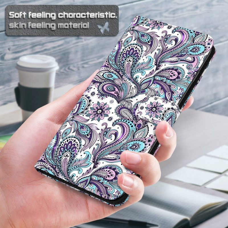 Flip Case Google Pixel 7 Pro Suojaketju Kuori Strappy Paisley -kuvio