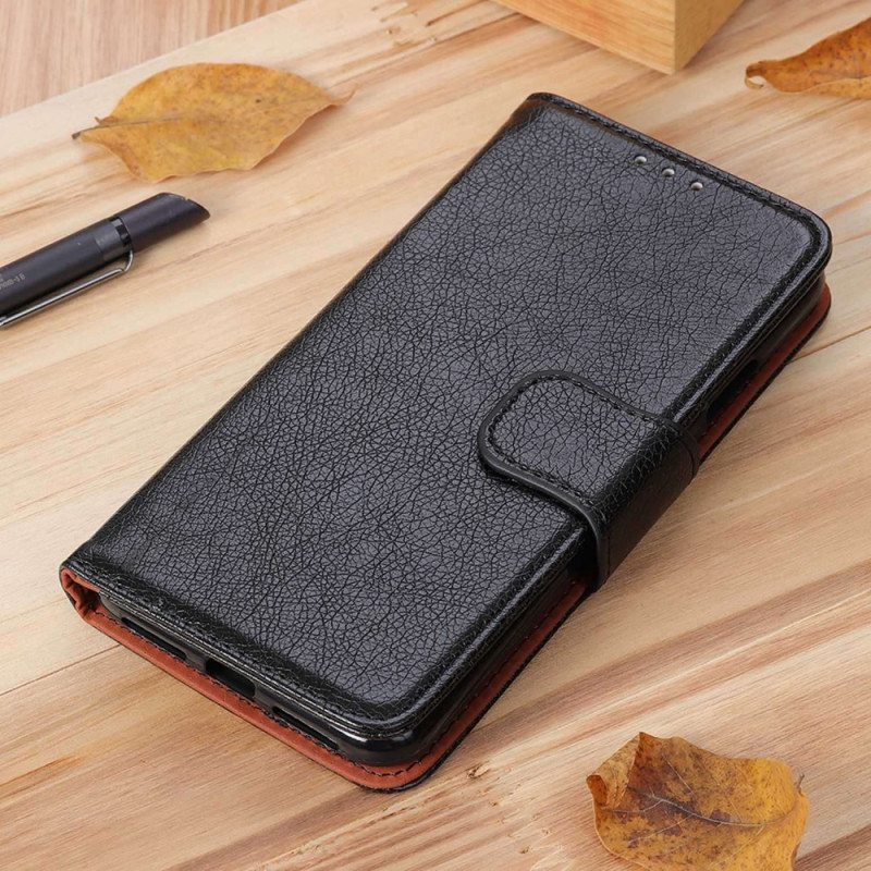 Flip Case Honor Magic 5 Lite Halkaistu Nappan Nahka