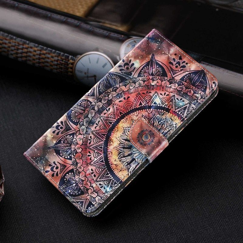 Flip Case iPhone 14 Pro Suojaketju Kuori Värikäs Strappy Mandala