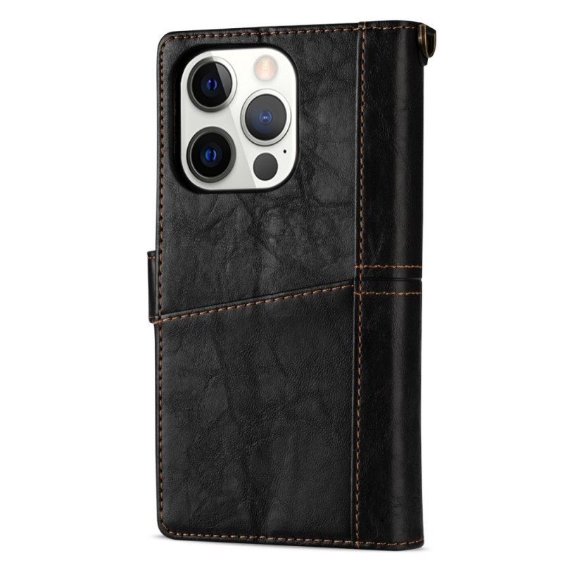 Flip Case iPhone 14 Pro Vintage Monitoiminen