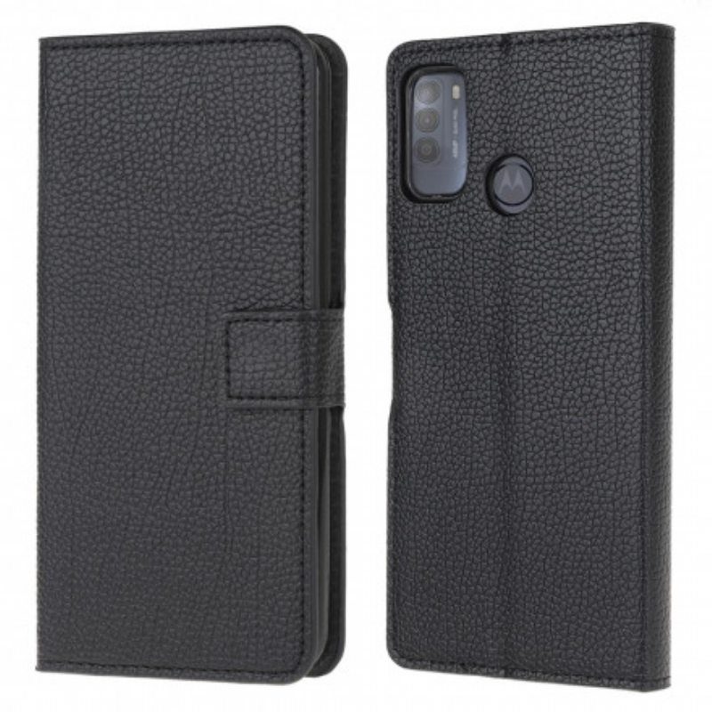 Flip Case Moto G50 Litchi Grain -nahkaefekti