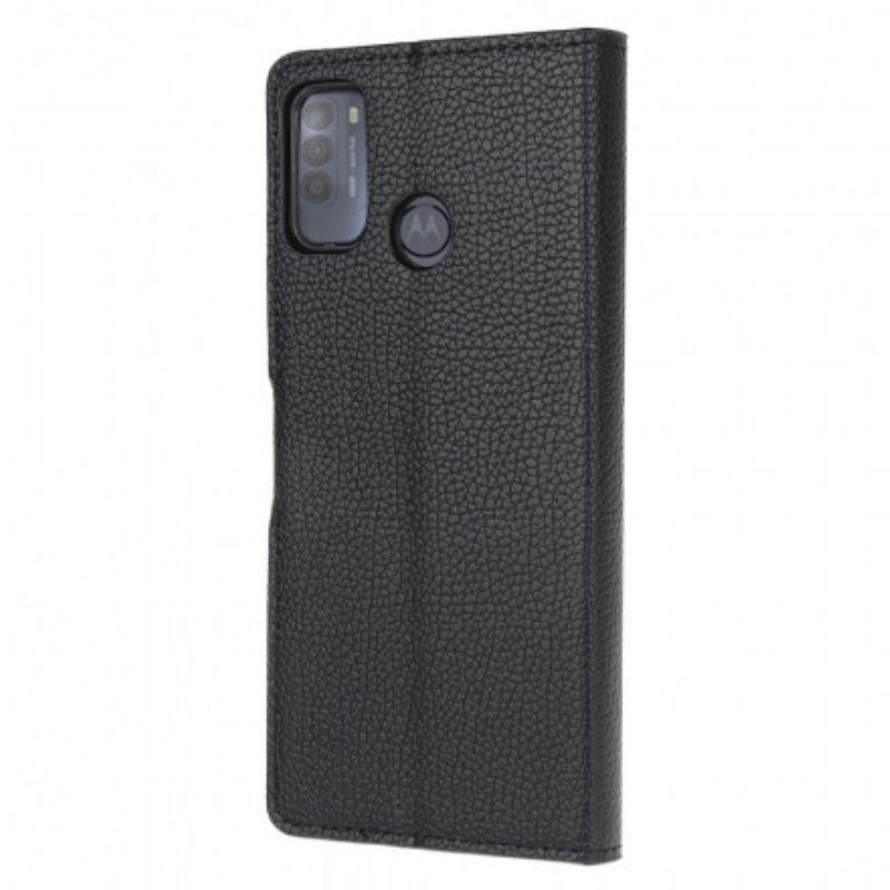 Flip Case Moto G50 Litchi Grain -nahkaefekti