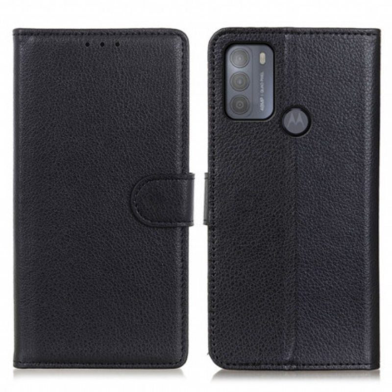 Flip Case Moto G50 Perinteinen Litchi Faux Leather