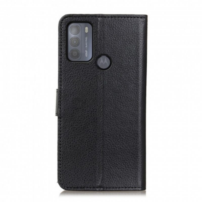 Flip Case Moto G50 Perinteinen Litchi Faux Leather