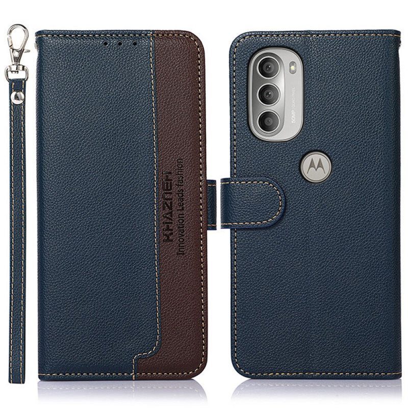 Flip Case Moto G51 5G Litsi Style Rfid Khazneh