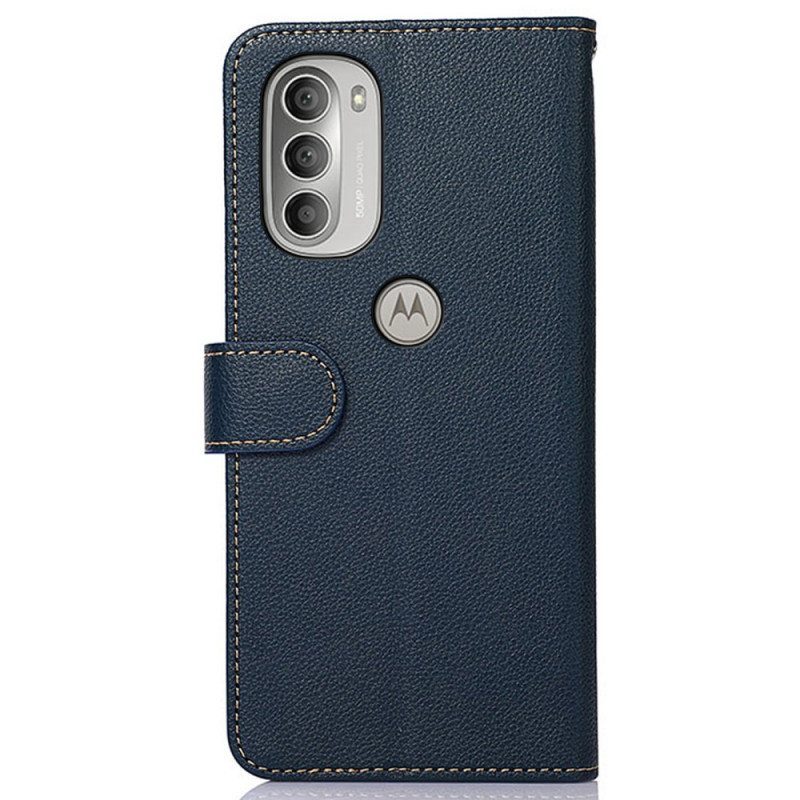 Flip Case Moto G51 5G Litsi Style Rfid Khazneh